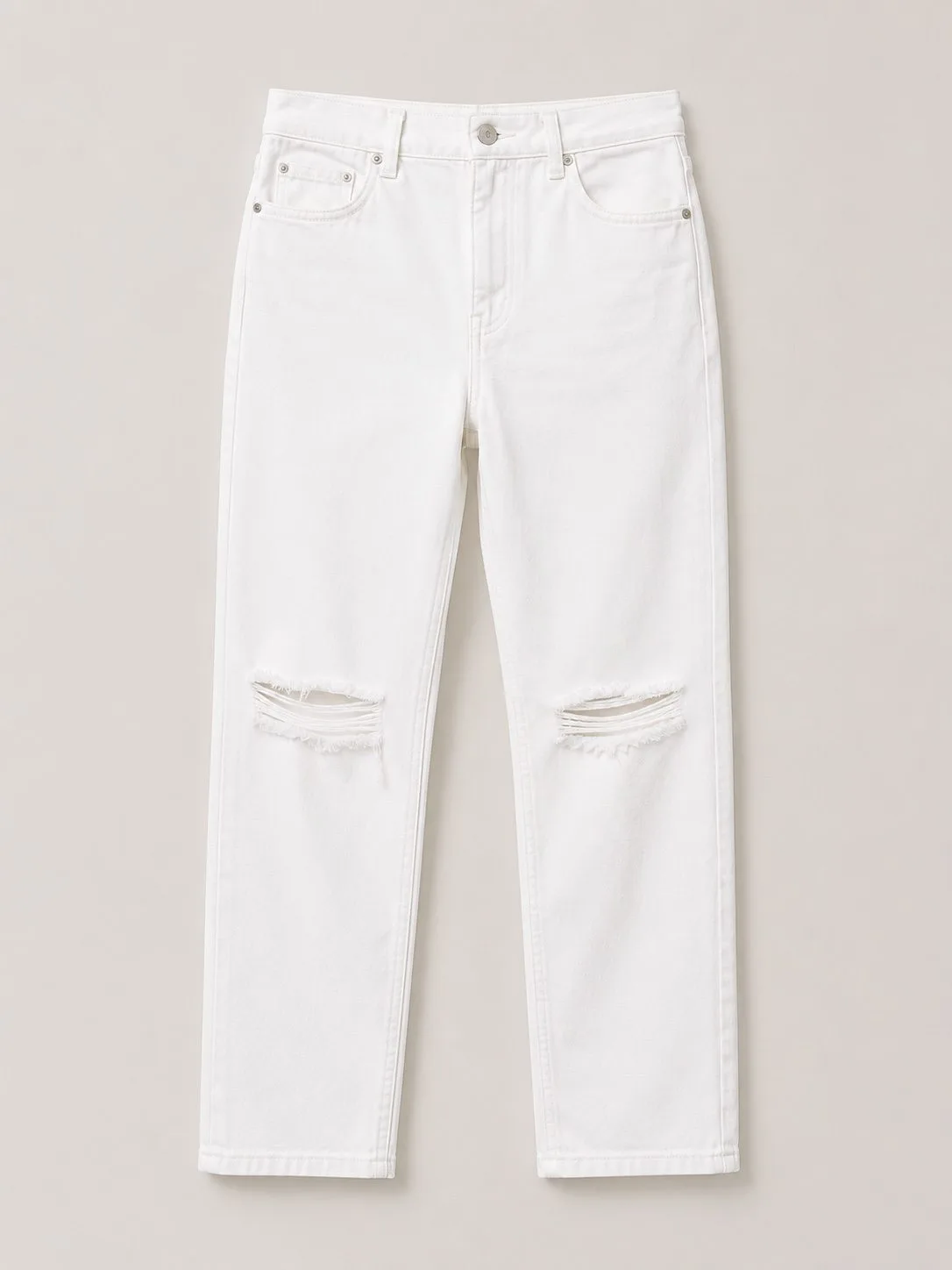 Ivory Distressed Denim Jeans